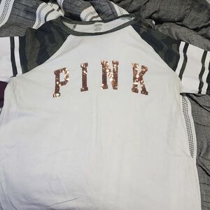 Victoria's Secret PINK Sequin Logo Tee